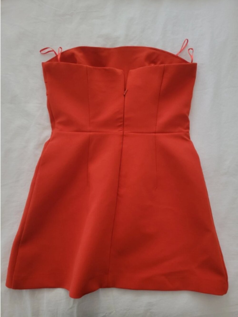 Zara Red Cocktail Romper Dress Womens Small Strapless Mini Party Zip Back - Picture 3 of 7